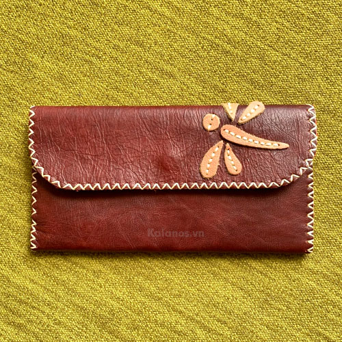 Bóp Ví nữ cầm tay handmade nhiều ngăn, ví dài da bò đẹp cao cấp Kalanos KBNU3530-Do