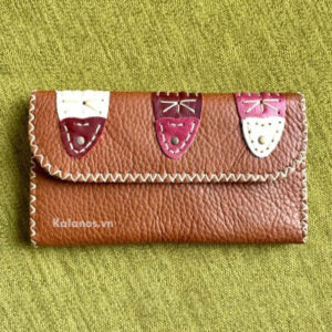 Bóp Ví nữ cầm tay handmade nhiều ngăn, ví dài da bò đẹp cao cấp Kalanos  KBNU3540-Nau