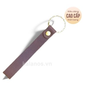 Móc khóa da bò cao cấp màu nâu đơn giản & sang trọng Kalanos KMKN120-Nau