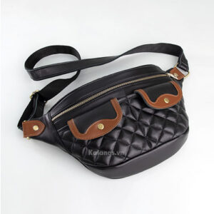 Túi đeo chéo, Túi bao tử đẹp độc đáo da bò cao cấp Kalanos KTN2080-Den Leather wallet bag- Kalanos