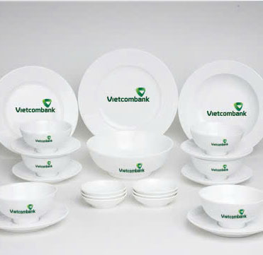 Bộ chén dĩa cao cấp, in logo theo yêu cầu